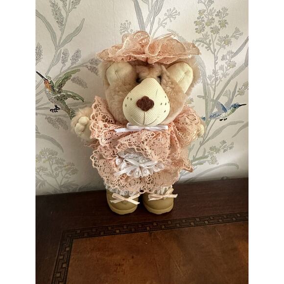 Vintage Farrell Furskins Bears 7” My Teddy Bear w Victorian Hat Lace Dress Boots - Picture 1 of 5